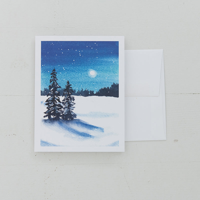 Snow Day Watercolor Card | Finding Silver Pennies #watercolor #snowscene #stationery