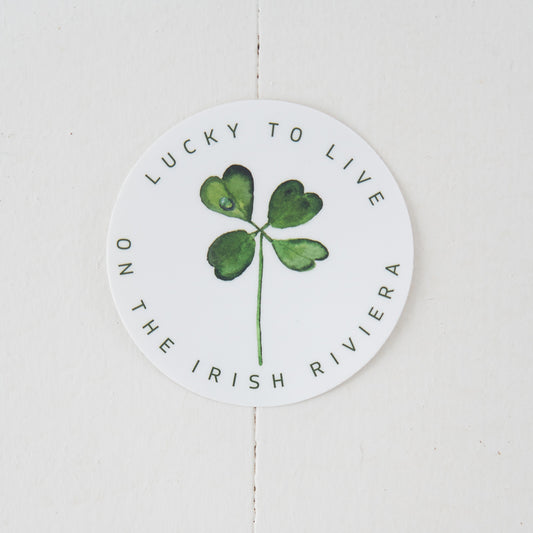 Lucky to Live on the Irish Riviera Sticker by Finding Silver Pennies