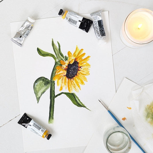 Watercolor Sunflower by Danielle Driscoll