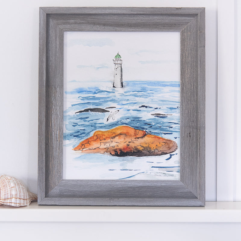 Sunny Day at Minot Print in Driftwood Frame - Original watercolor painting by Danielle Driscoll