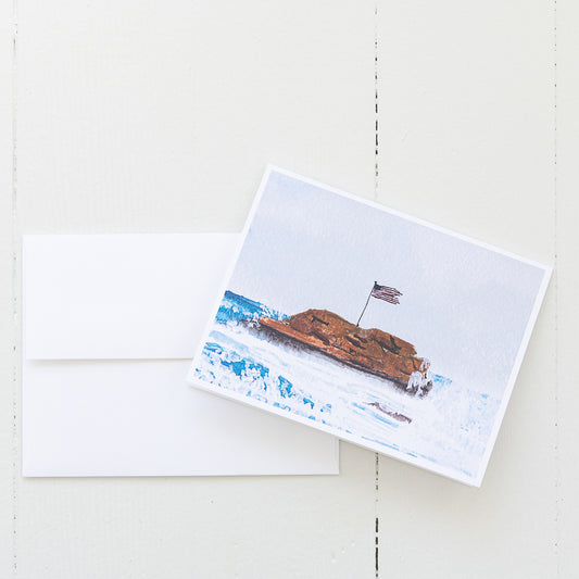 Bar Rock at Minot Beach Watercolor Note Card and Envelope (boxed set)