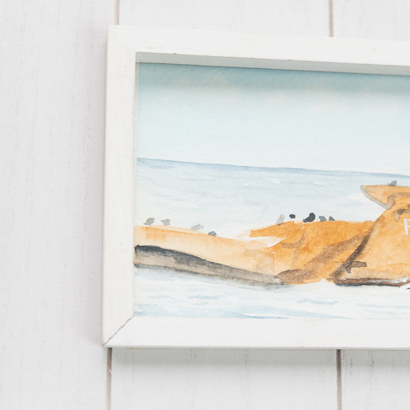 Minot Rock original painting by Danielle Driscoll | Finding Silver Pennies #watercolor #minot #beach #coastal