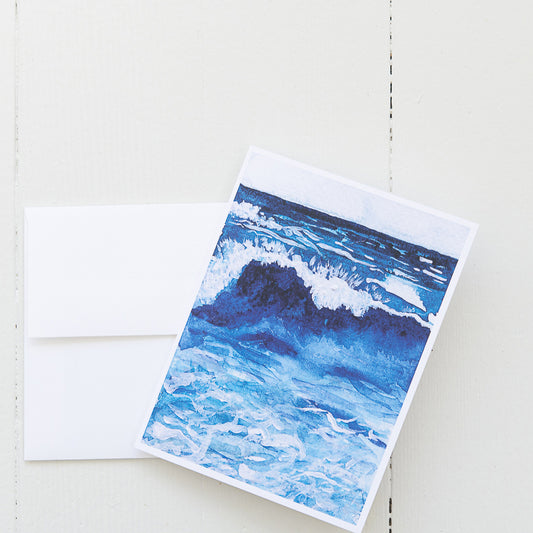 Breaking wave watercolor note card with envelope