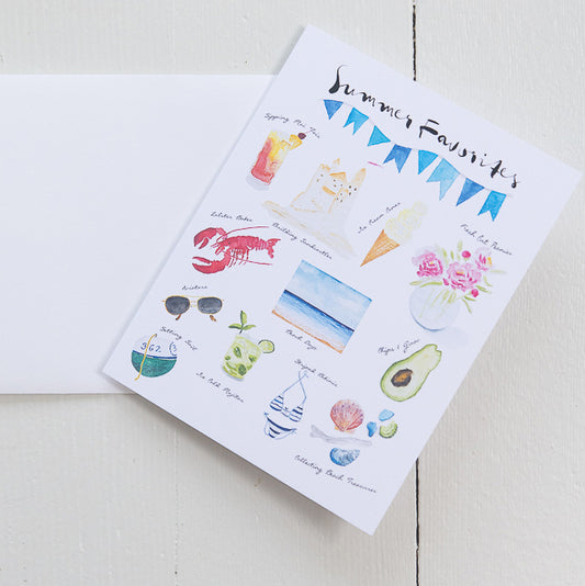 Summer Favorites Watercolor Note Card with Envelope