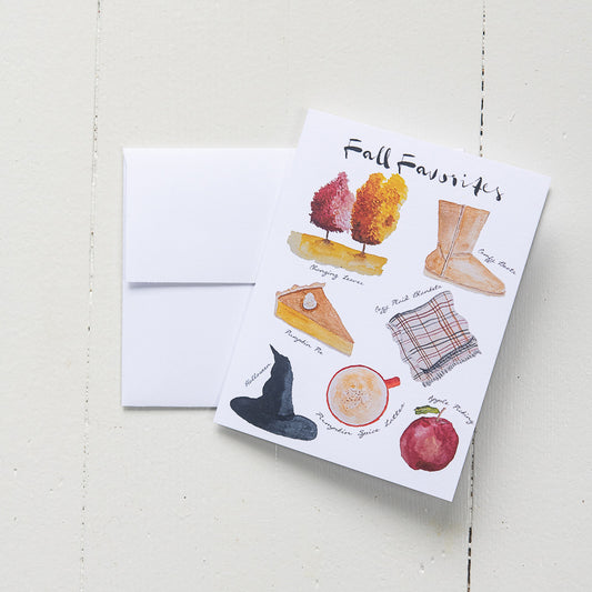 Fall Favorites Watercolor Note Card with Envelope
