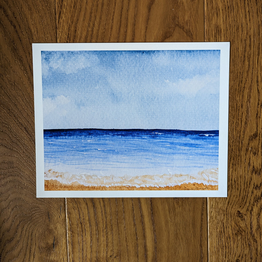 Day at the Beach Watercolor Print Unframed