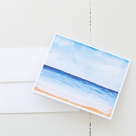 A Day at the Beach Watercolor Painting Note Card with Envelope