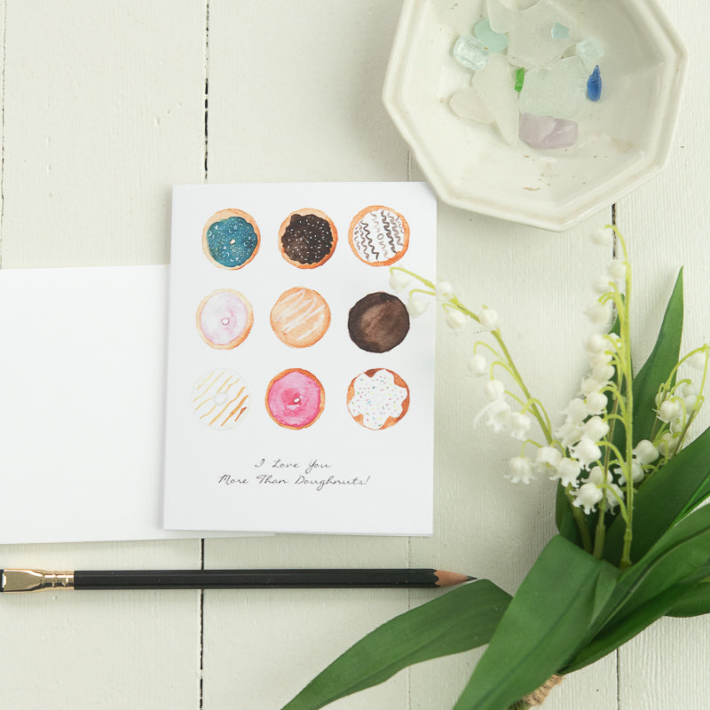 Doughnut Watercolor Note Card by Danielle Driscoll | Finding Silver Pennies