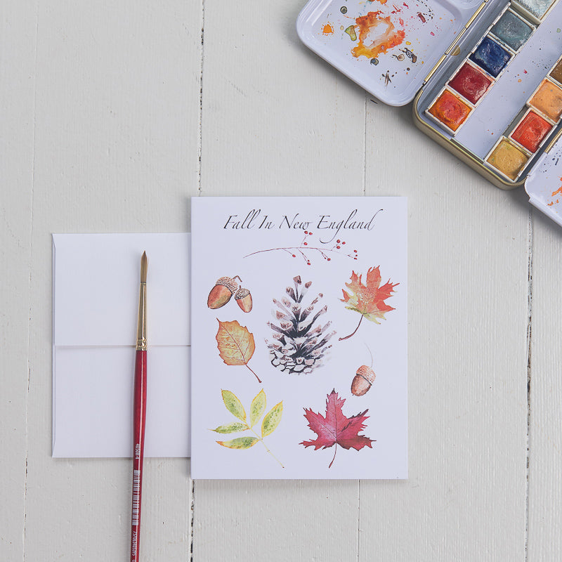 Fall in New England Illustration Note Card with Envelope