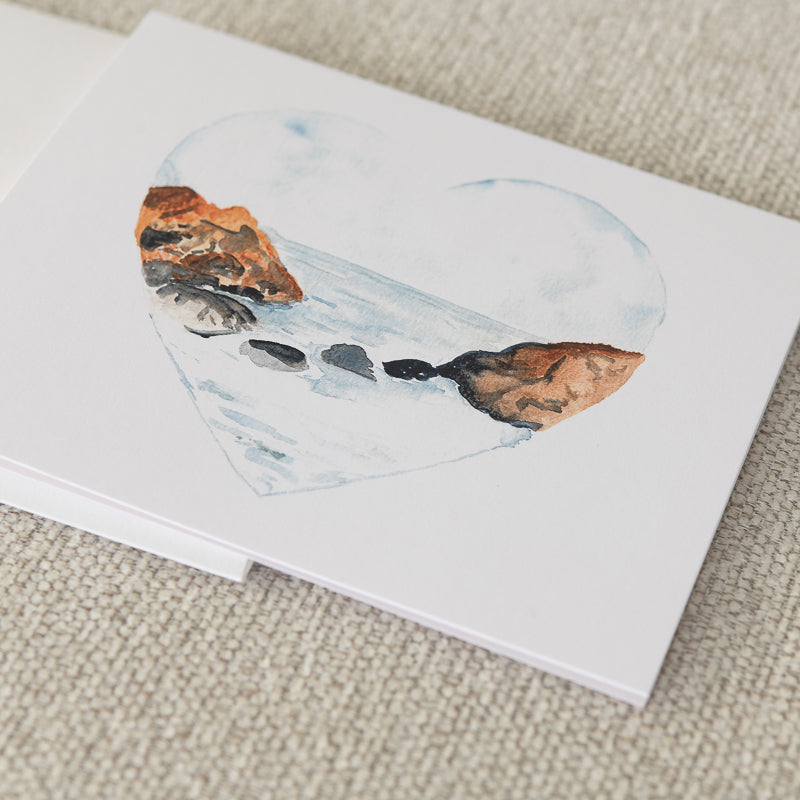 Watercolor Seascape Heart Note Card