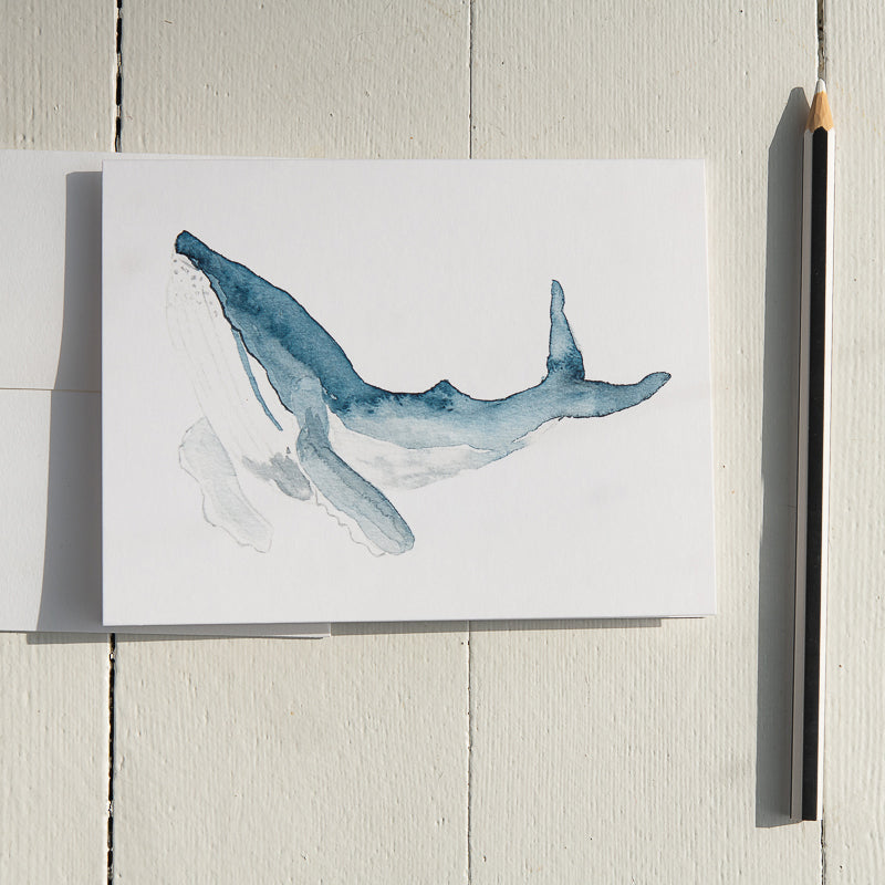Watercolor Humpback Whale Note Card