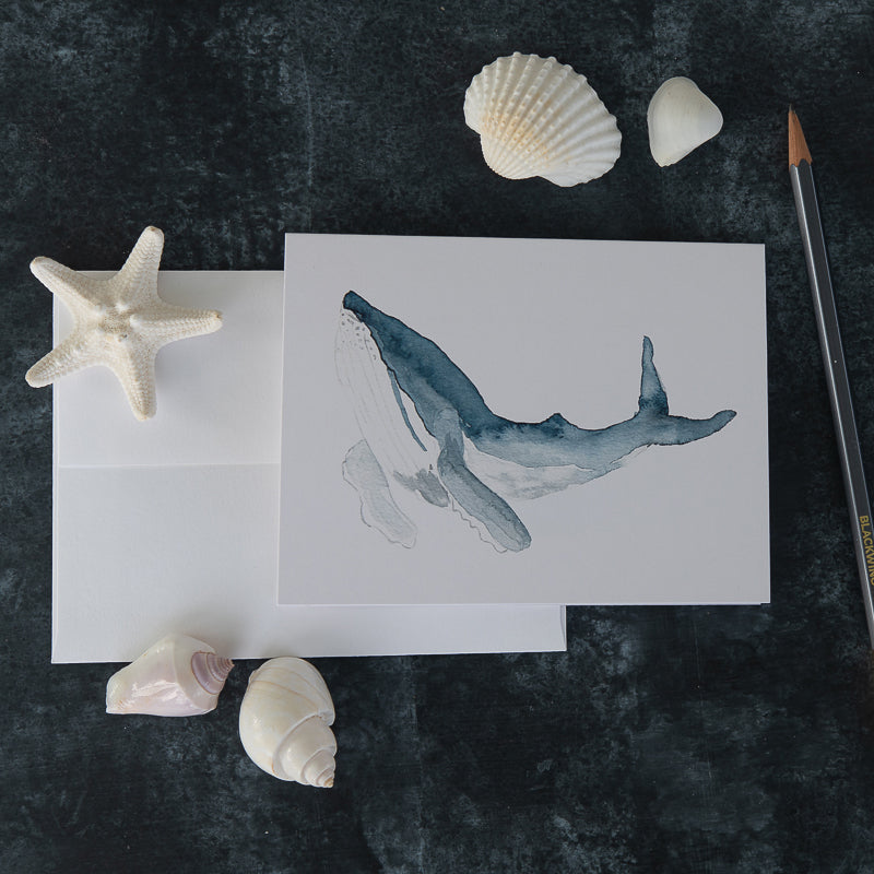 Watercolor Whale Humpback Note Card