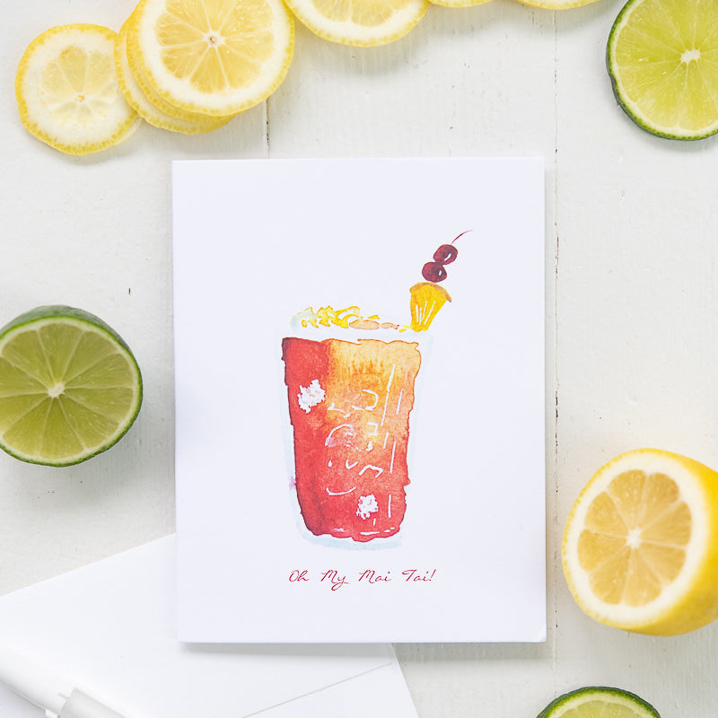 Mai Tai Watercolor Note Cards with Envelope (Box set)