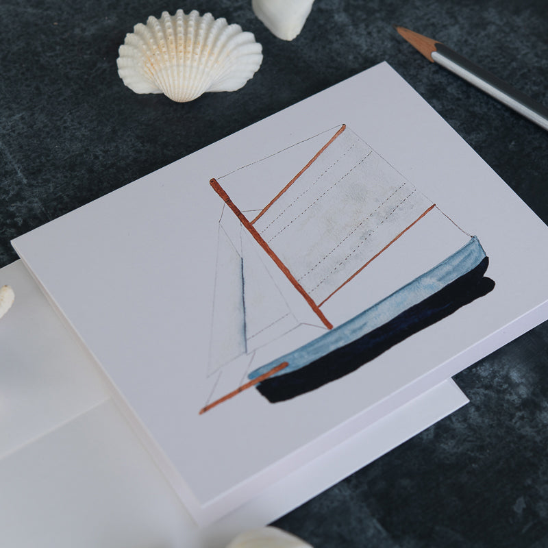 Model Boat Watercolor Note Card