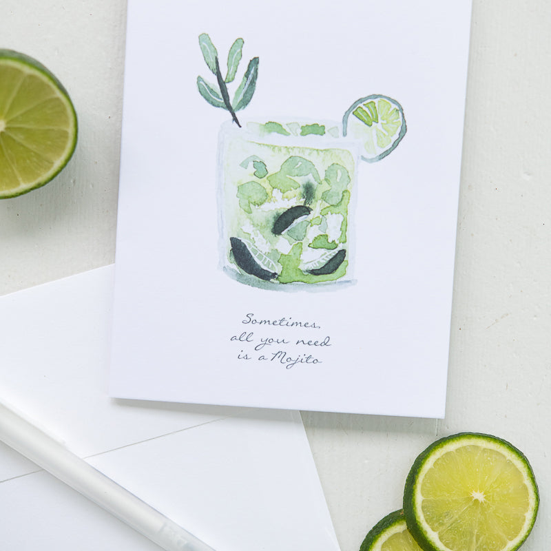 Mojito Watercolor Note Cards with Envelope