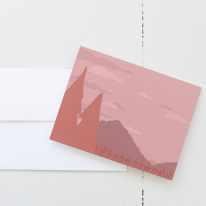 Single Note Card Orange Mountain Landscape Note Card (single card) with envelope ...