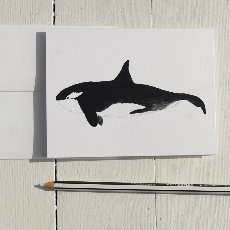 Orca Whale Watercolor Note Card