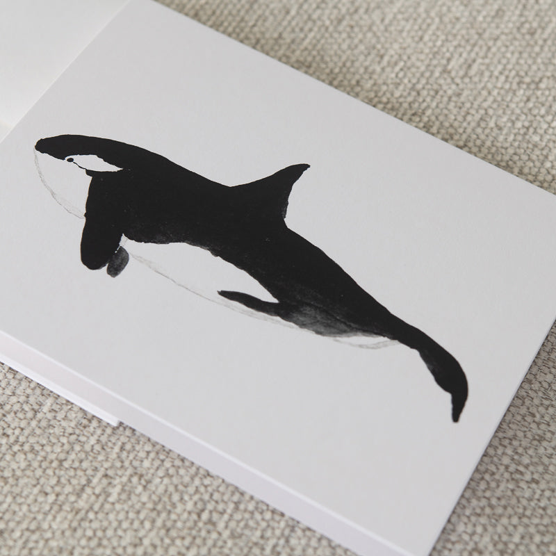 Watercolor Whale Note Card Orca