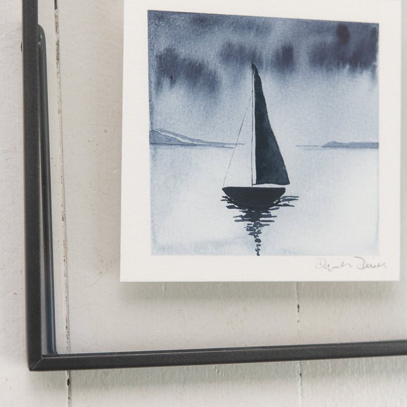 Sailboat Silhouette original painting by Danielle Driscoll | Finding Silver Pennies #watercolor #sailboat #coastal