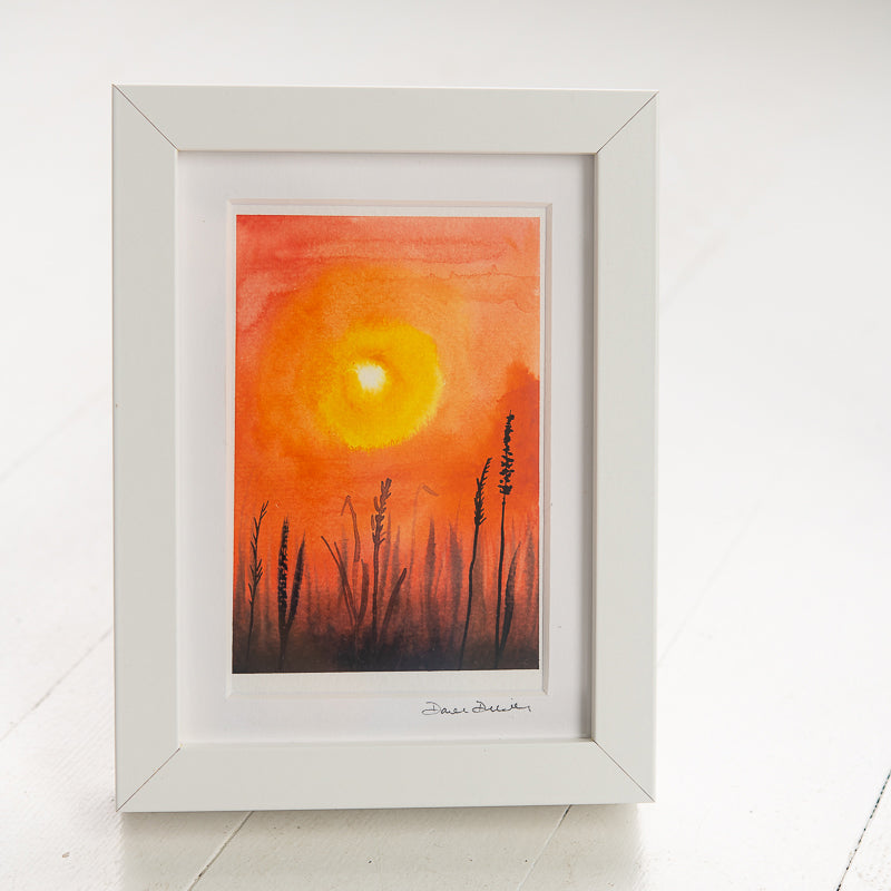 Seagrasses at Sunrise original painting by Danielle Driscoll | Finding Silver Pennies #watercolor #sunrise #coastal