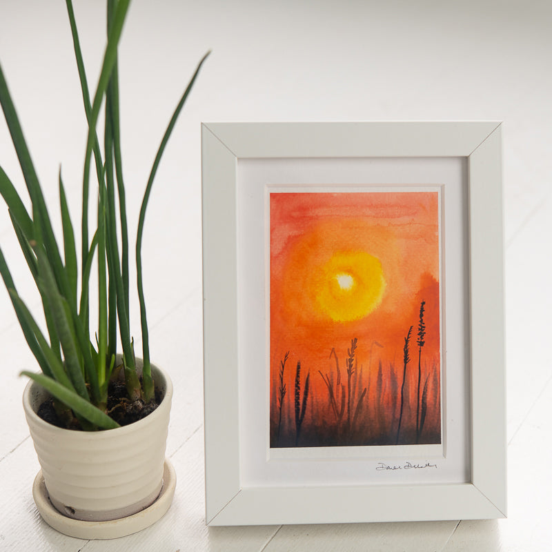 Seagrasses at Sunrise original painting by Danielle Driscoll | Finding Silver Pennies #watercolor #sunrise #coastal