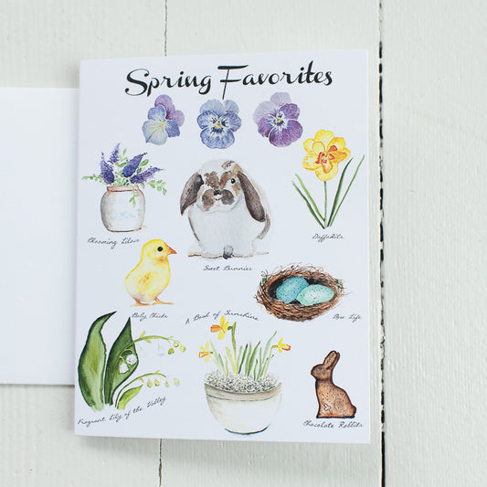 Spring Favorites Note Card by Danielle Driscoll | Finding Silver Pennies #watercolor #spring #notecards