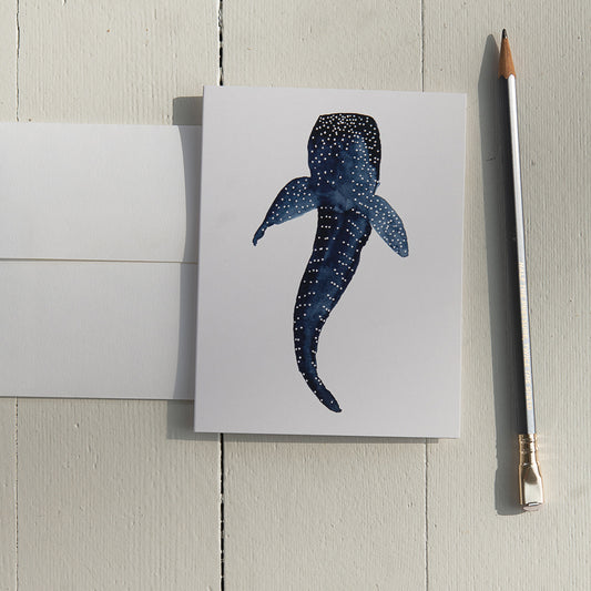 Watercolor Whale Shark from Above Note Card