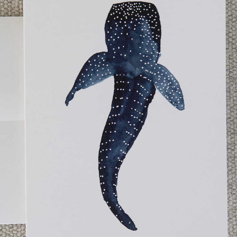 Watercolor Whale Shark from Above Note Card