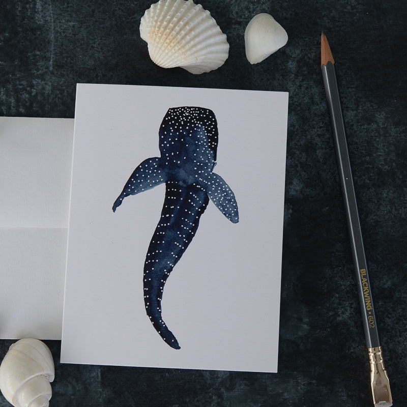 Watercolor Whale Shark from Above Note Card