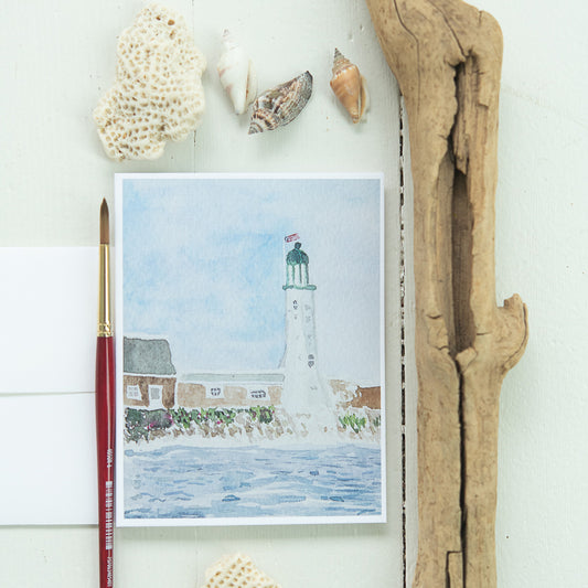 Scituate Lighthouse from the Water Note Card with Envelope