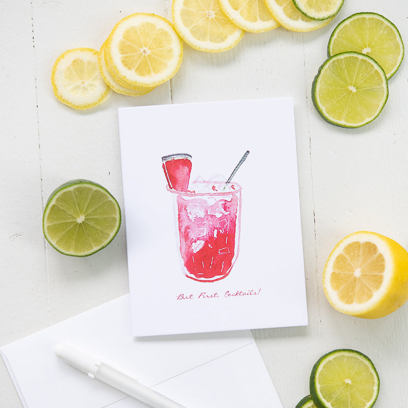 Watermelon Cocktail Note Card with Envelope
